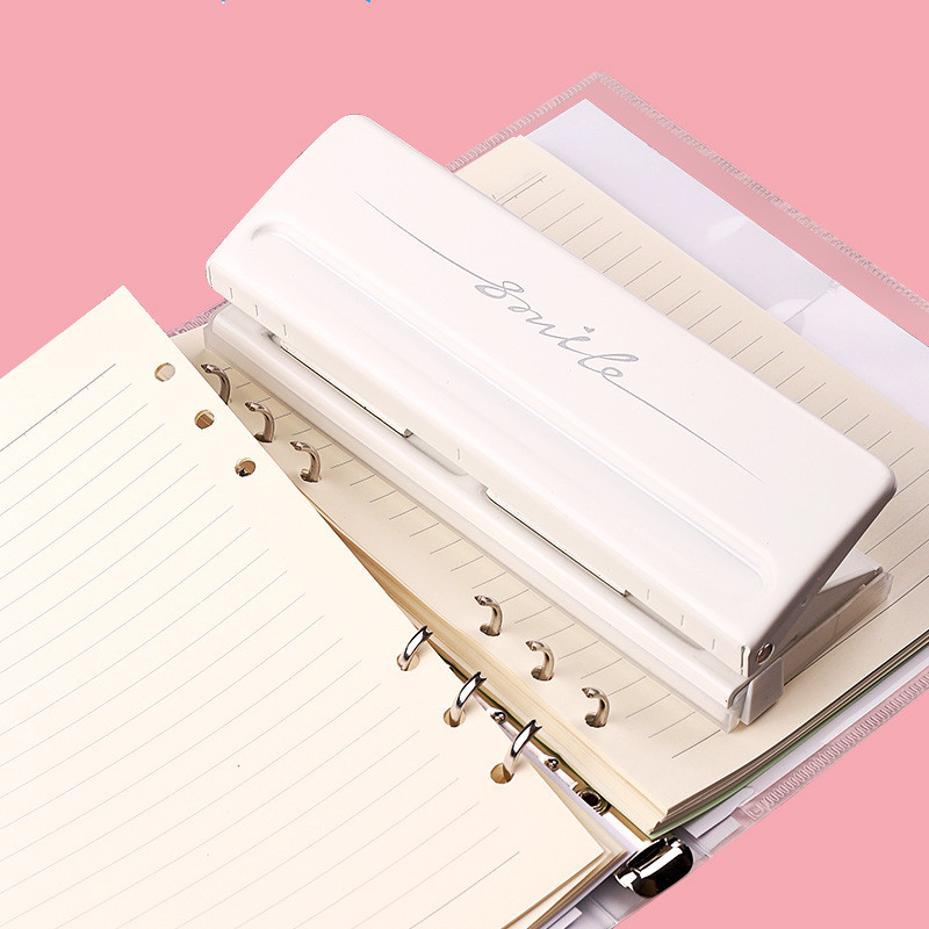 1 Pcs Paper Hole Punch 6-hole Adjustable Color Single-page Scrapbook Office Stationery Metal Loose-leaf Hole Punch