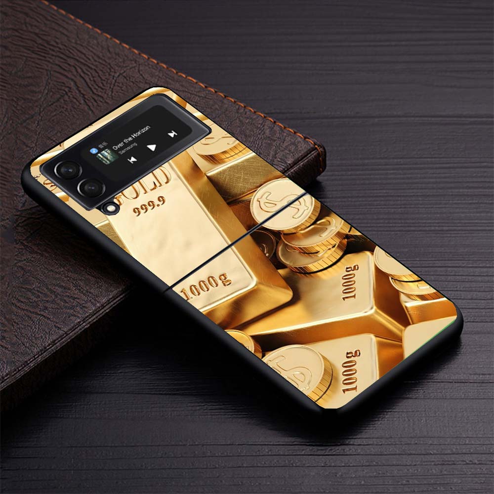 Чехол для телефона с узором из тонкого золота для Samsung Galaxy Z Flip3 Flip4 Flip5 Flip6 Flip7 Для Z Flip 7 6 5 4 3 5G Жесткий Складной Co