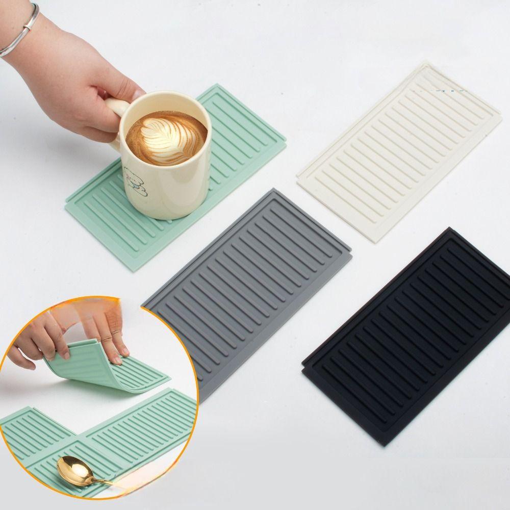 2 Piece Silicone Counter Top Drying Mat Non-Slip Insulated Mat Dish Draining Mat Pot