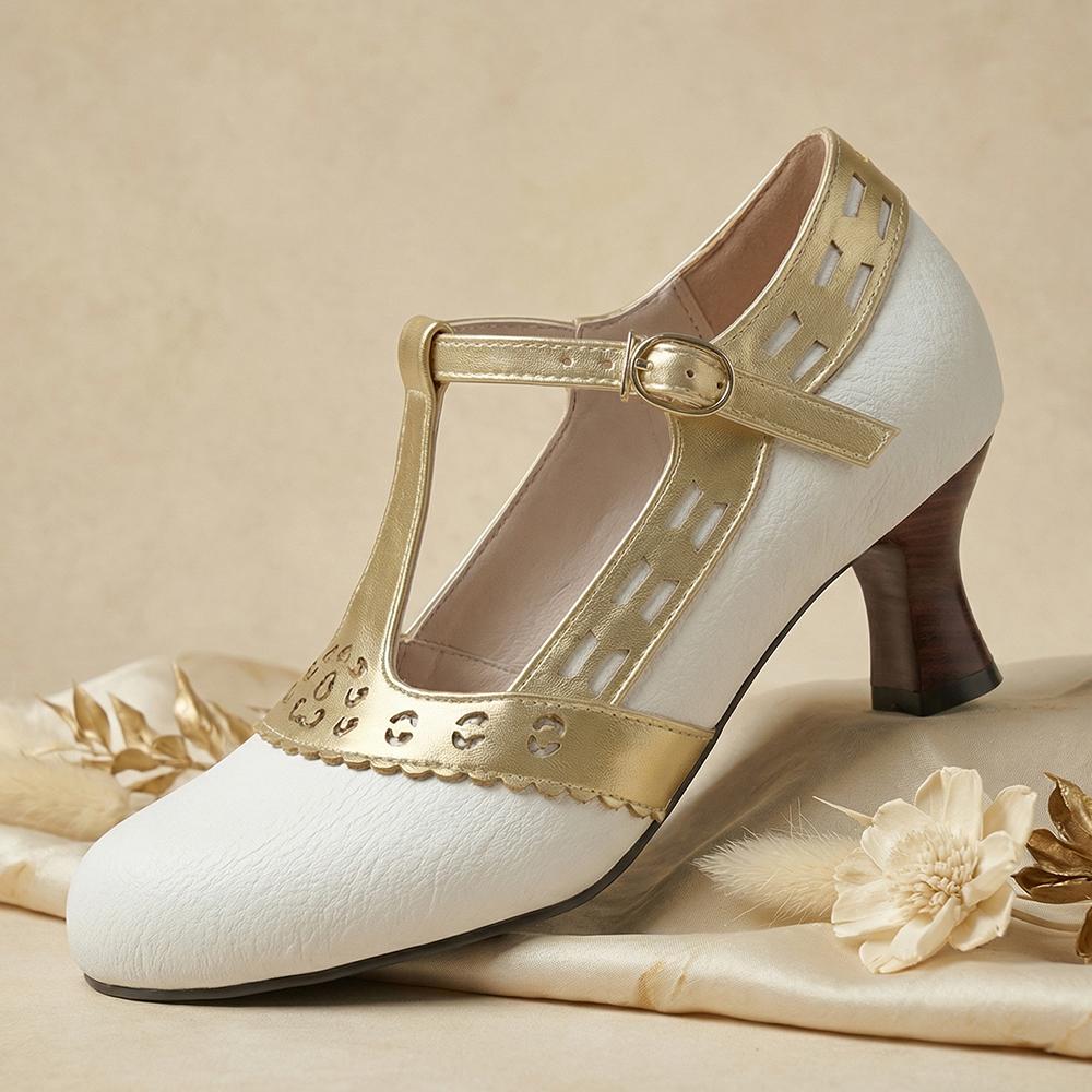 Женские Туфли-лодочки на ремешке-Т Киттен Хиллс Вырезанные из ПУ Обувь Маленькие Большие Размеры 32 50