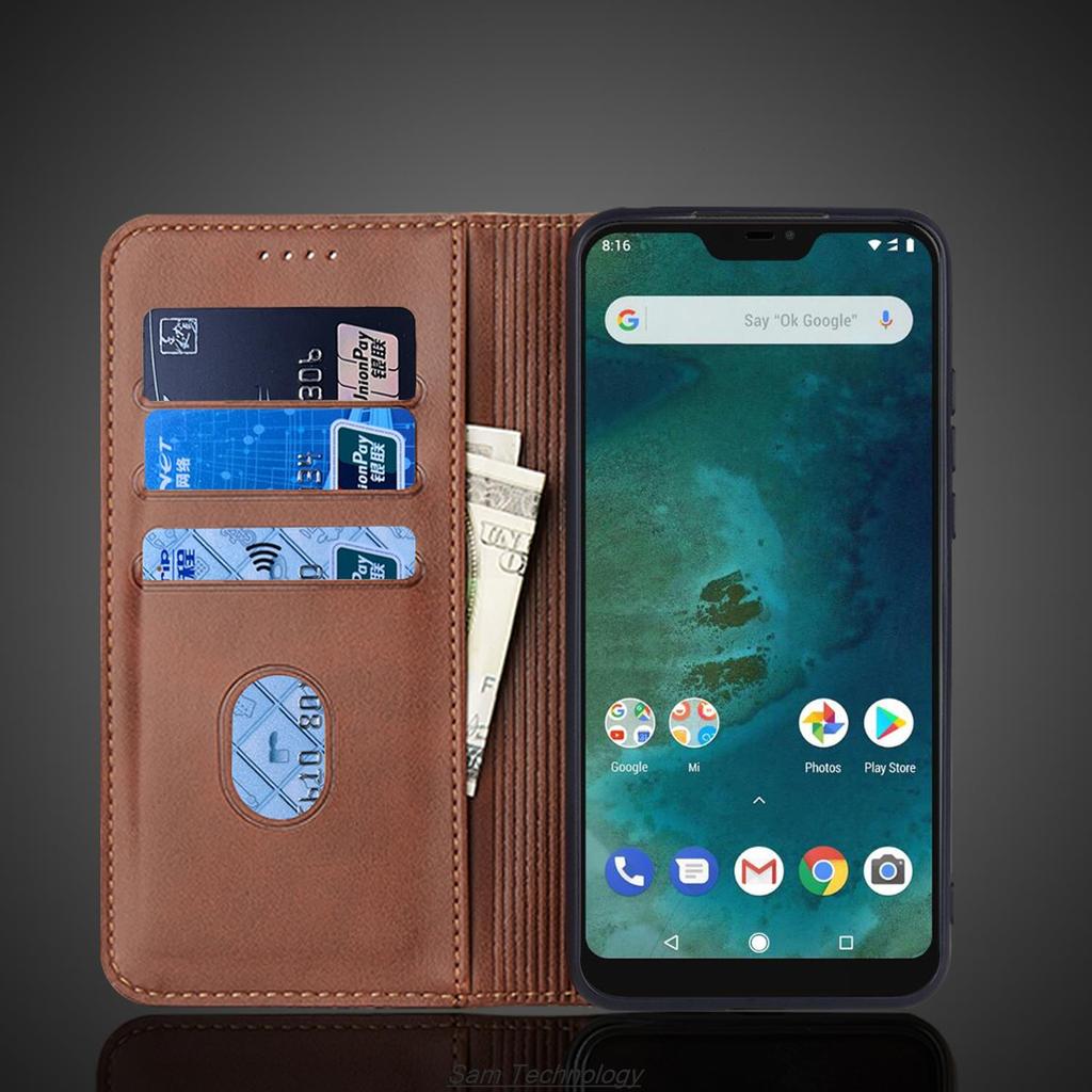 Магнитный притяжение кожаный чехол для Xiaomi Mi A2 lite / Redmi 6 Pro 5.84" кобура флип чехол кошелек сумки Fundas Coque