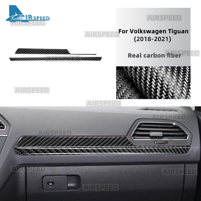 Для Volkswagen Tiguan A2 AD1/AX1 2018 2019 2020 2021 Настоящая мягкая наклейка из углеродного волокна LHD RHD Декоративная полоска на пассажирскую сторону автомобиля.