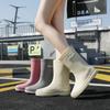 Женские модные водонепроницаемые высокие теплые резиновые сапоги средней высоты