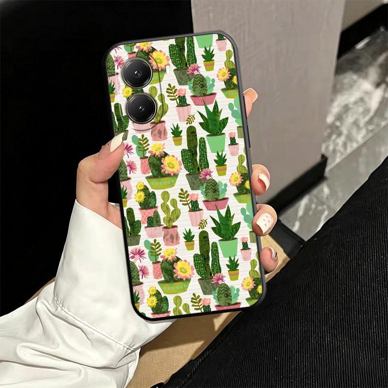 Cactus Pattern Soft Phone Case for Xiaomi Poco X5 X6 X7 X8 Pro Max X3 F7 F8 Ultra M8 M7 M6 M5 Redmi 15 15C 14C 13C 12C X4 F6