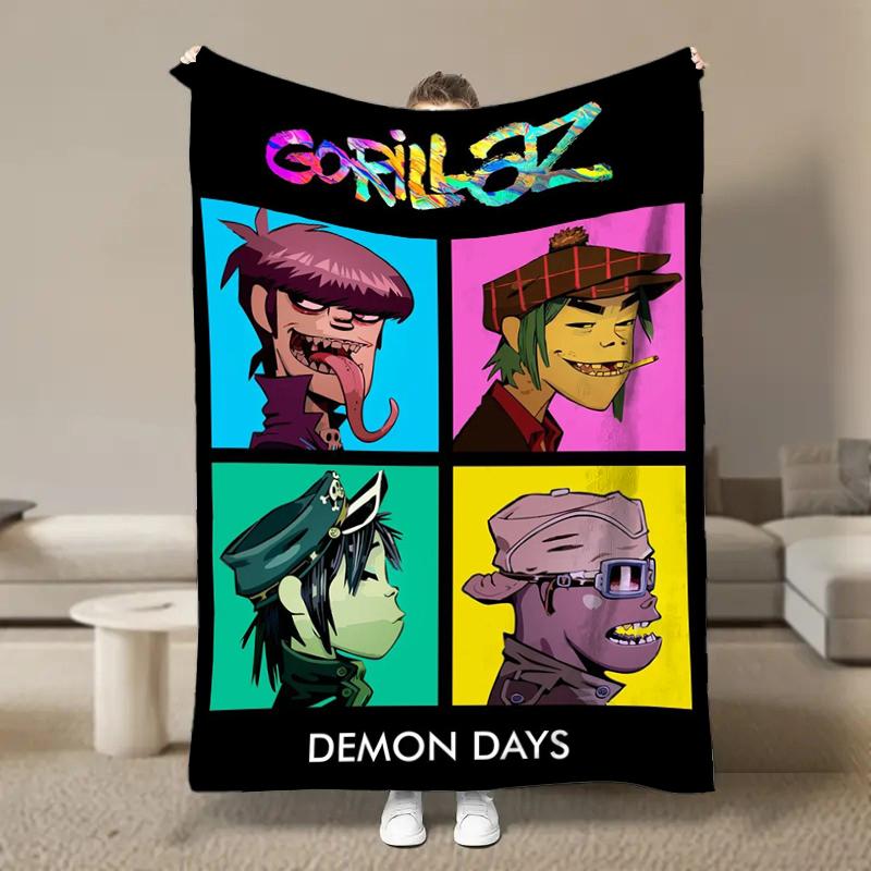 Виртуальная аниме рок-группа G-Gorillaz Мягкие одеяла, Сохраняющее тепло одеяло-плед, Удобное одеяло для пикника, Кровати, Дивана, Дома, Спальни