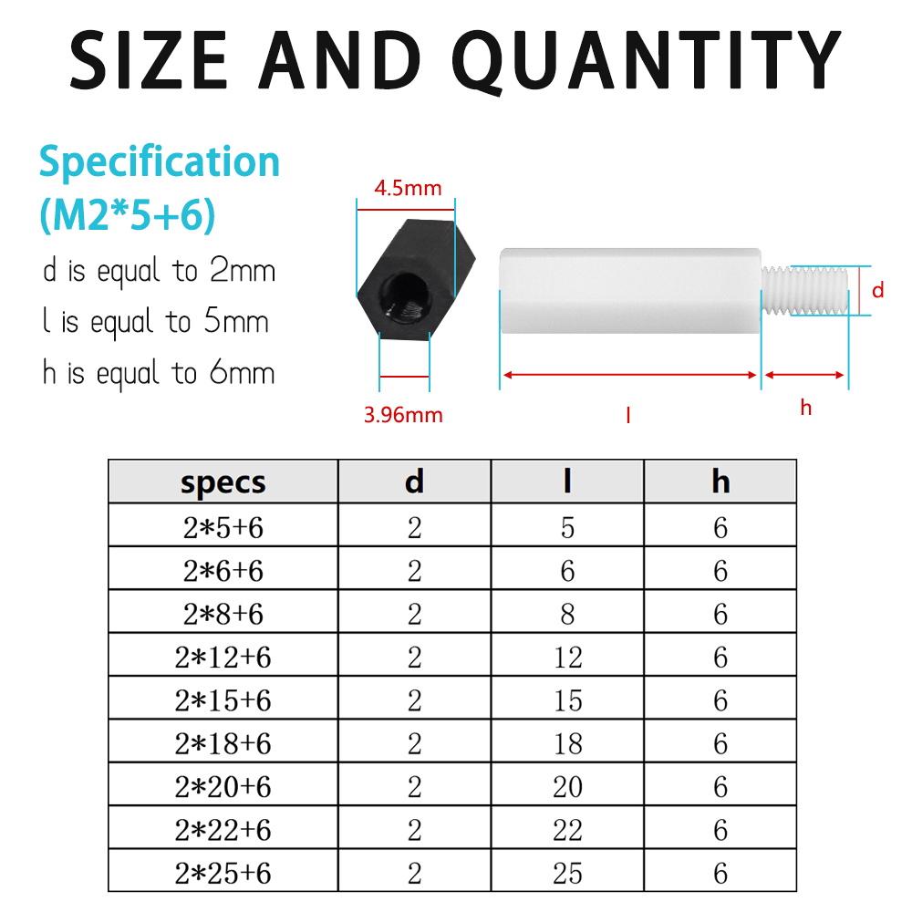 Нейлоновая шестигранная стойка Пластиковая печатная плата Материнская плата Шестигранник Мужской Женский Столб Резьбовая прокладка Черный Белый M2 M2.5 M3 M4