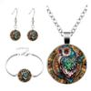 South East Asia popular, owl time gem necklace set, silver bracelet stud earrings jewelry set three-piece set