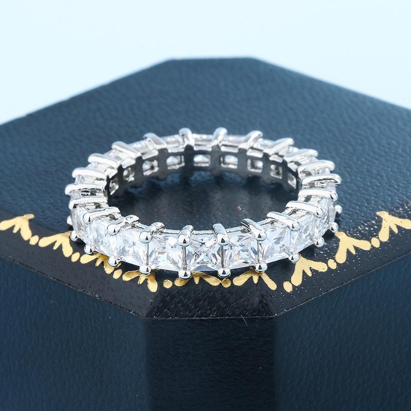 New Women's Simple Zircon Ring AAAA Shiny Zircon Wedding Ring Fashion Eternal Promise Ring Couple Ring Christmas Gift