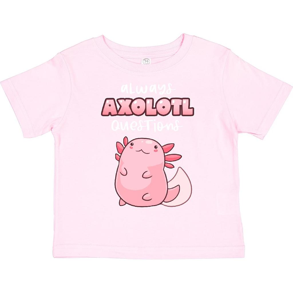 Inktastic Always Axolotl Questions Cute Curious Axolotl Toddler kids boys T-Shirt Animals