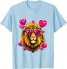 Lion Wearing Heart Sunglasses Valentines Day Graphic Tee Men Casual Short Sleeve T-Shirt