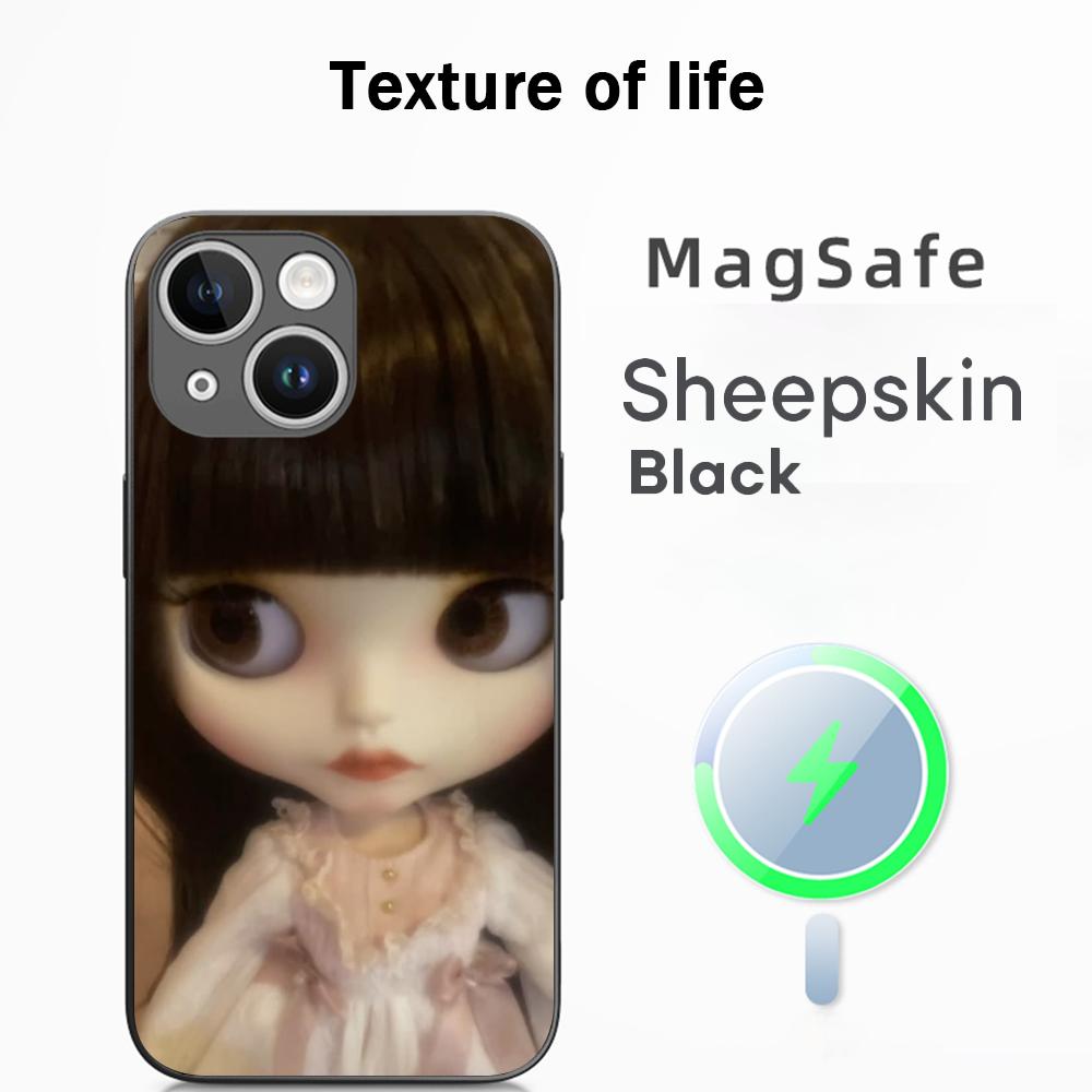 Милая кукла Blythe Модный дизайн узора Чехол для телефона Для iPhone 17 16 15 14 13 12 Plus Pro Max Высококачественный Роскошный Magsafe Овчина