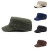 Men Summer Peaked Hat Solid Color Flat Top Wide Brim Adjustable Sun Protection Sunscreen Breathable Camping Baseball Hat Headwear