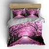 Cherry Blossom Pathway Decor Set Bedding Set with 1 Duvet Cover 2 Pillowcases Single Double King Queen, Gift