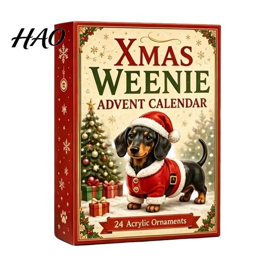 Christmas 2026 Limited Edition Dachshund Advent Calendar, 24-Day Countdown Toy Set with Mini Box Dog Figures, Holiday Acrylic Ornament Collection,