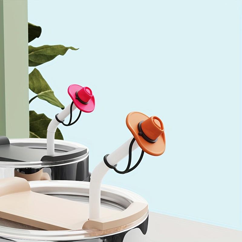 4 шт. Милые силиконовые колпачки для соломинок в виде ковбойской шляпы - Многоразовые, пищевые декоративные крышки для чашек и напитков, совместимые со соломинками 10 мм, идеально подходят для дома