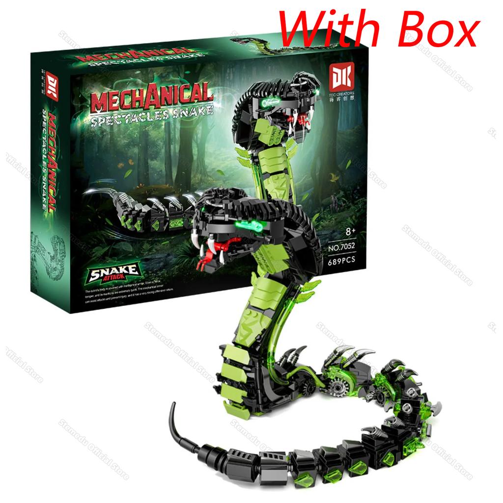 MOC 7052 Наборы моделей механической змеи 689 деталей STEM Технологичная кобра Животные Строительные блоки Кирпичики Игрушки для детей Детские игрушки