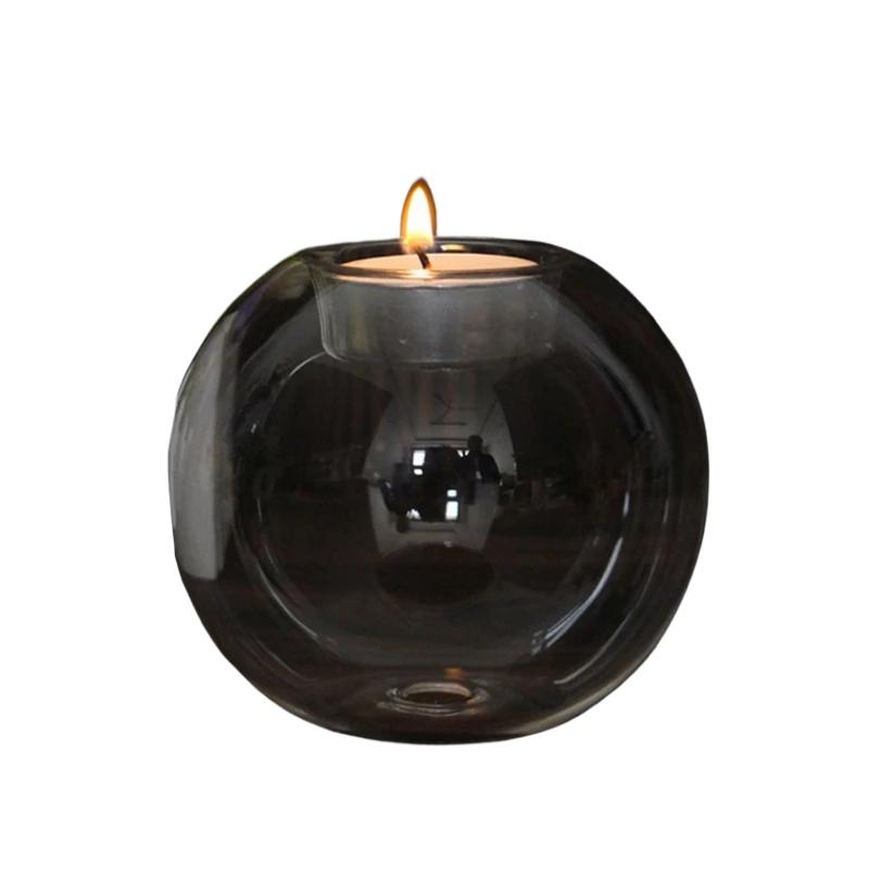 1 шт. Стеклянный европейский круглый подсвечник из прозрачного стекла, подсвечник, стеклянные поделки, украшение, украшение для дома