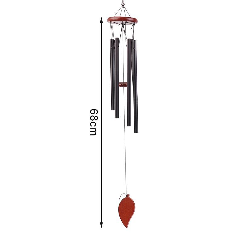1Pc 6 Tubes Aluminum Pipe Wind Chimes With Hook And Wooden Leaf Hanging Tag Balcony Corridor Decoration Birthday Gift
