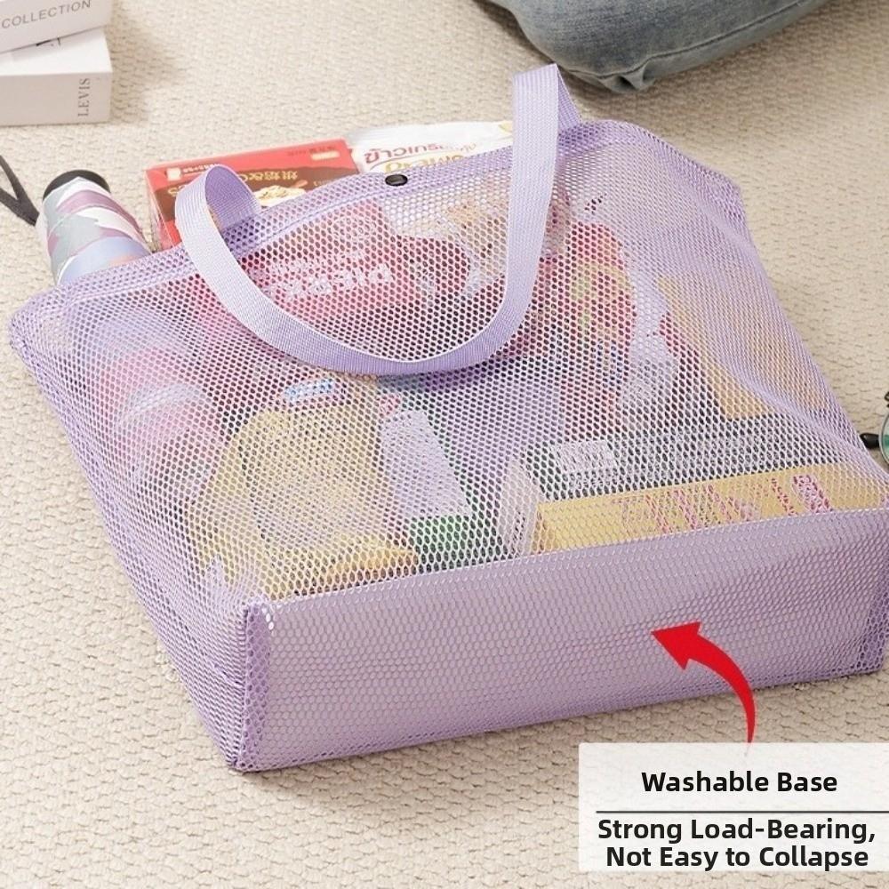 Lightweight Mesh Beach Bag Portable Shoulder Handbag Wash Bag Toiletries Organizer Travel