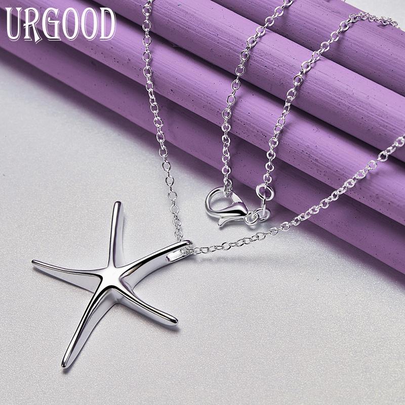 URGOOD из стерлингового серебра 925 пробы, гладкая подвеска в виде морской звезды, свадебное модное ювелирное изделие
