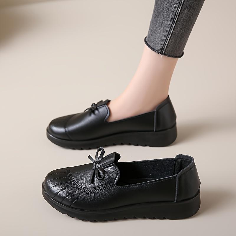 Весенне-осенние кожаные туфли с мягкой подошвой и мягким верхом, нескользящие, женские туфли для среднего и пожилого возраста