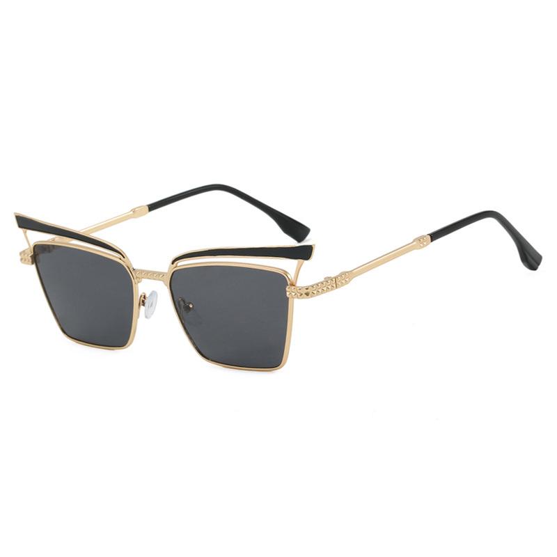 SO&EI Fashion Metal Cat Eye Women Luxury Sunglasses Vintage Brand Designer Gradient Shades UV400