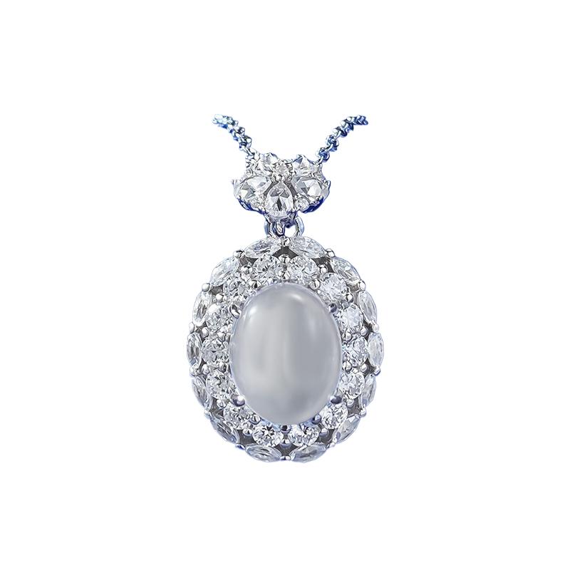 New S925 Silver Inlaid Natural Foam Jade High Ice 8 * 10 Faced Marrow Pendant Wedding Jewelry