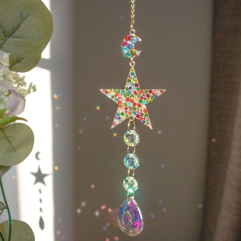 DIY Gardening Sun Catcher Shiny Crystal Wind Chime Colorful Hanging Catcher Ornaments Window