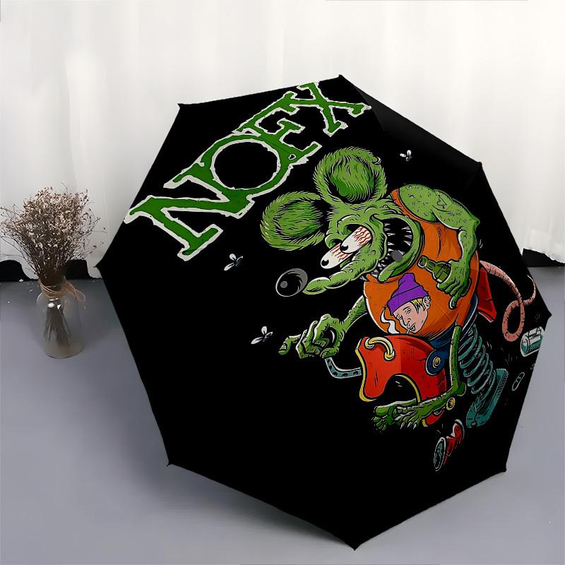 1pc NOFX Rat Automatic Open Close Umbrella with 8-Rib Windproof Canopy Compact Portable Travel Umbrella10269
