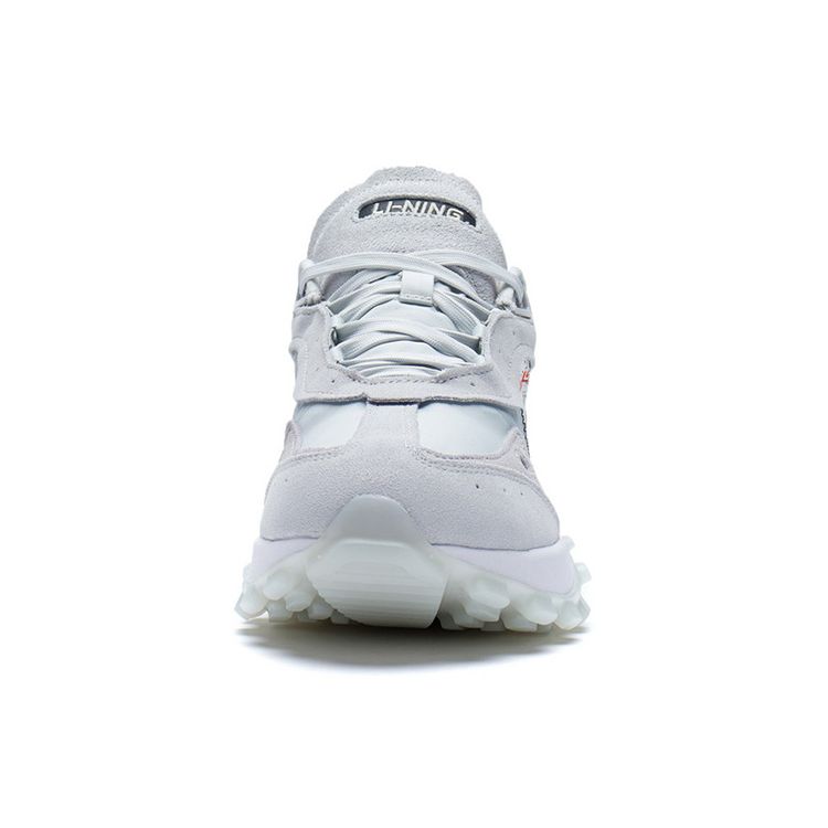 Li-Ning Overload Fabric Leather Trend Shock Absorbing Non-Slip Wear-Stick Low-Top Sports Casual Shoes Мужские кроссовки светло-серые AZGS081-2