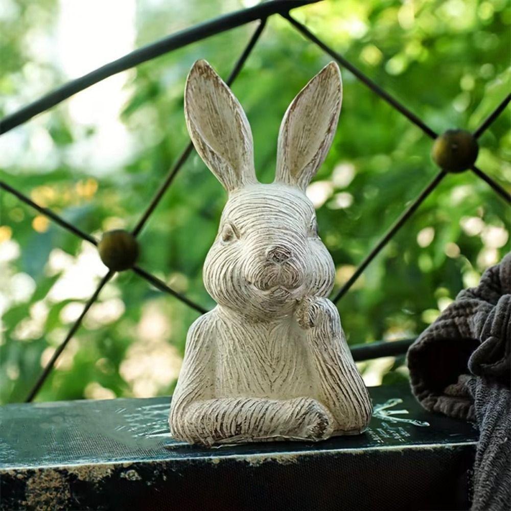 2 шт., ручная работа, полудлинные украшения в виде кролика, сельские украшения из смолы, фигурки кроликов, домашний декор