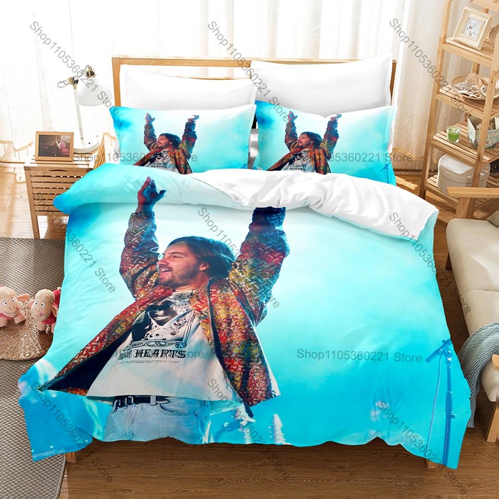 T-Tame Impala Duvet Cover + 2 Pillowcases Soft Gradient Cosmic Line Art Print Soft Quilt Cover Set Australian Legend Rock Band