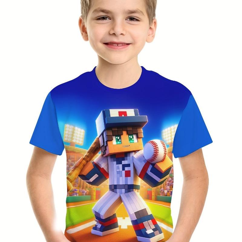 Детская одежда Футболка для мальчиков с коротким рукавом Детская футболка с креативным принтом Забавная детская летняя одежда Одежда для девочек Топы с круглым вырезом