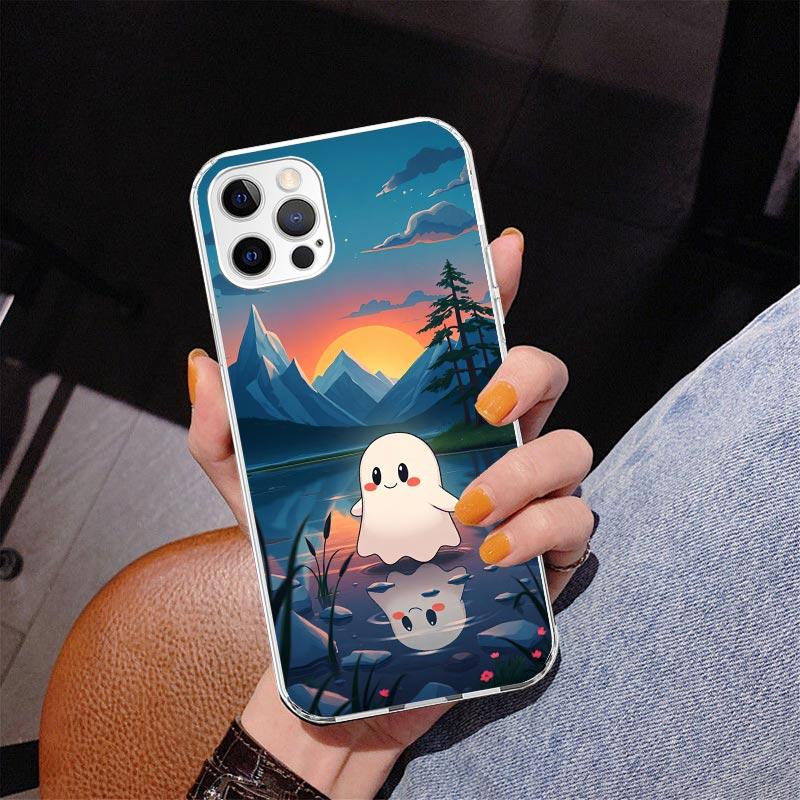 Милый чехол для телефона с призраком на Хэллоуин для Iphone 17 Air 16 16E 11 12 13 Mini 14 Plus 15 Pro Max 7 8 + SE 2020 Чехол для телефона Coque