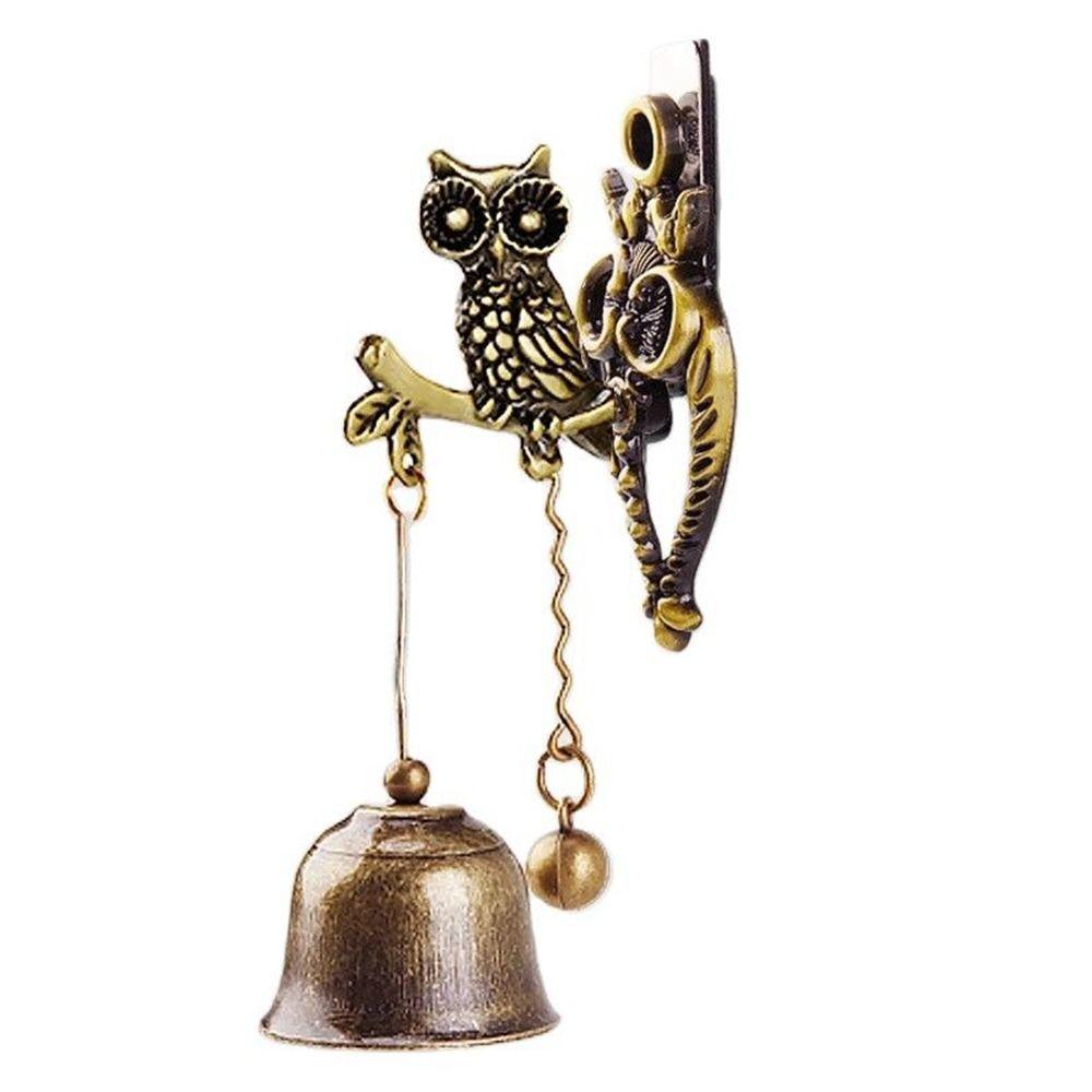 Retro Home Decoration Owl Shape Yard Decoration Horse Mascot Animal Doorbell Metal Bell Wall Hanging Ornaments Wind Chime
