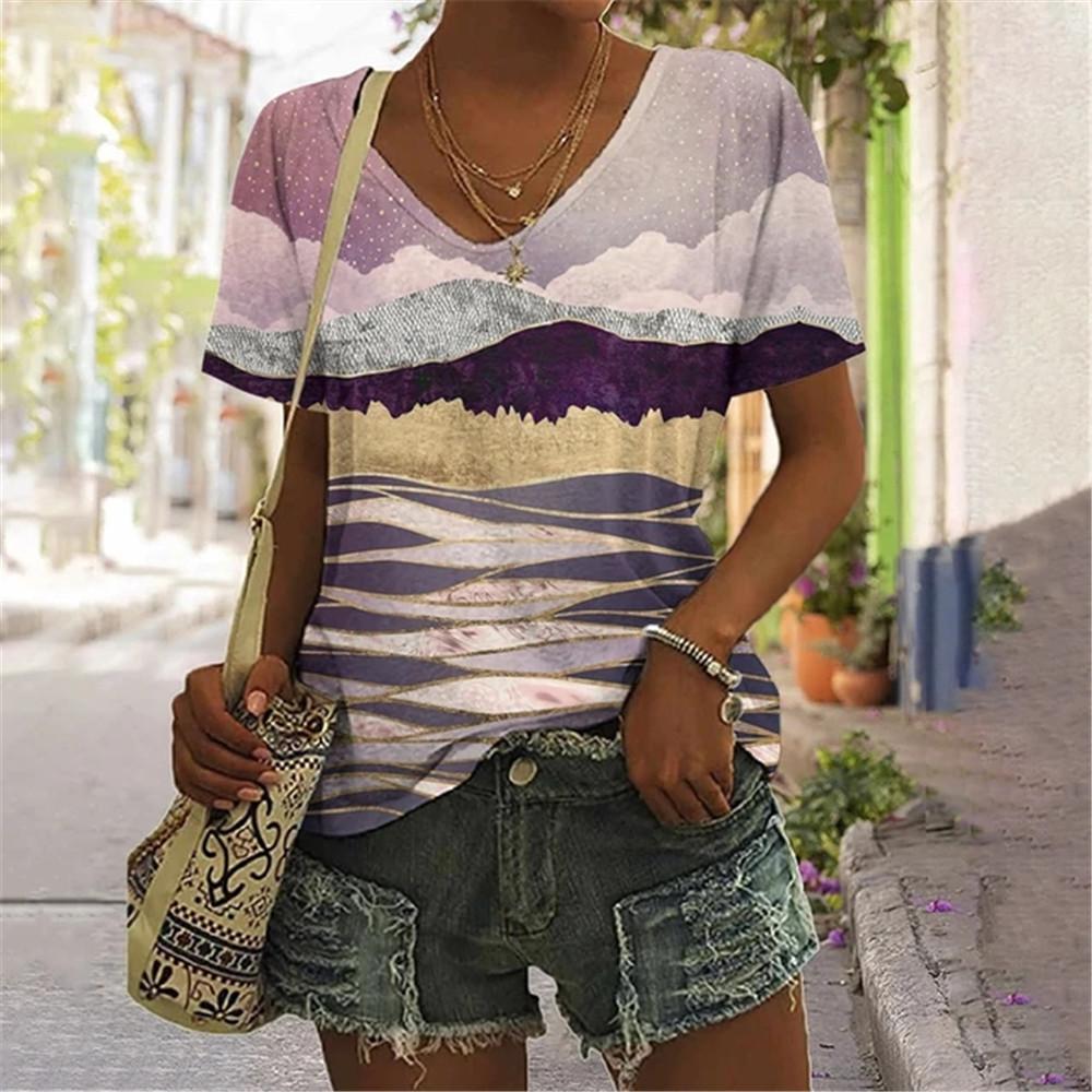 Футболка женская с градиентным пейзажем в крапинку, футболки для подростков, одежда унисекс, винтажная уличная одежда, повседневный стиль, модная уличная одежда