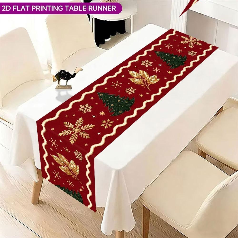 Soft Fabric Christmas Tablecloth Vintage Printed Xmas Table Flag Christmas Table Runner Christmas