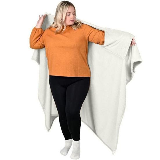 Фланелевое носимое одеяло-пончо Мягкое одеяло-накидка с карманами для рук Теплая уютная накидка-одеяло для взрослых Дом Офис Путешествия Комфорт