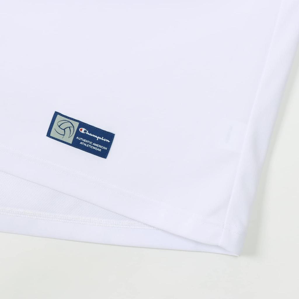 Длинная круглая антибактериальная и непромокаемая футболка с длинным рукавом, белая [Champion], рукав, горловина, устойчивая, высыхающая, логотип, футболка, волейбол,