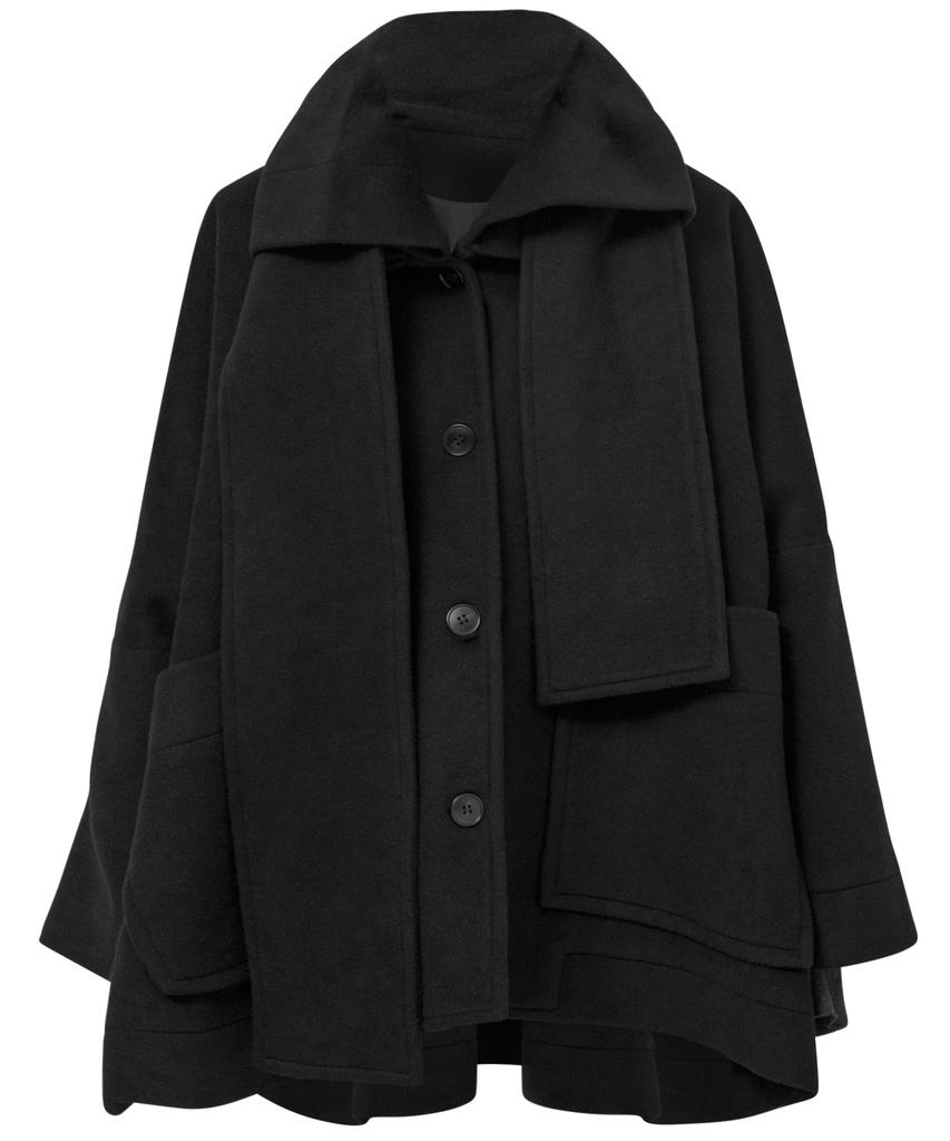 Flareup Wool Muffler Coat (Fl-051_Black)