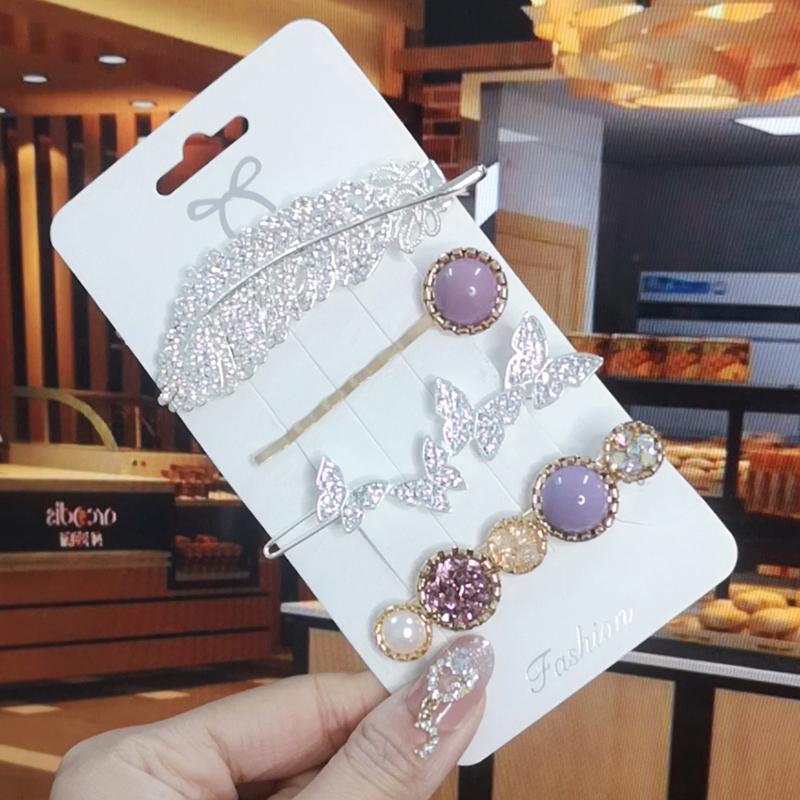Корея Блестящий Кристалл Набор Заколок для Волос Модные Аксессуары для Волос Тренд для Женщин Девушка Жемчуг Стразы Заколка Боковая Заколка для Волос