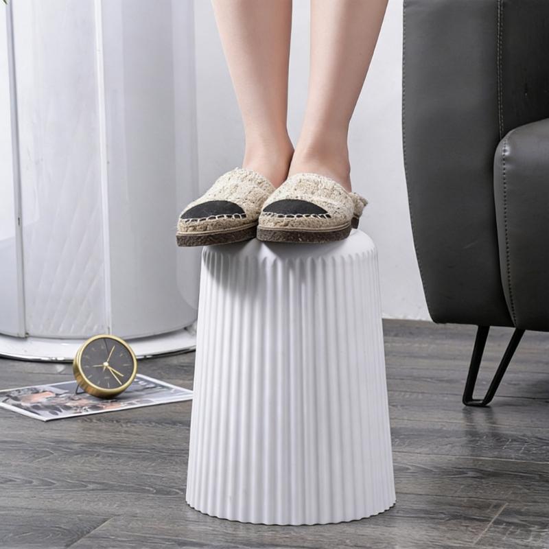 Household Trash Bin With Striped Pattern For Kitchen Bathroom Office Space Saving Small Waste Can for Home Use