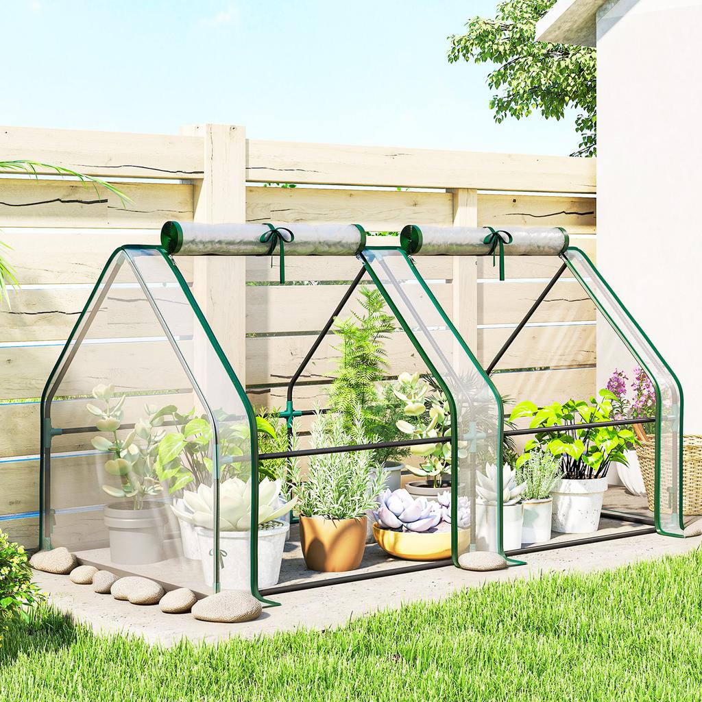 Greenhouse with Zippered Window, Winter-Proof Foil Greenhouse Made of Steel, 180 x 90 x 90 cm, Transparent
