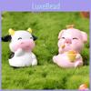 Adorable Resin Animal Miniatures Blue Elephant Pink Pig Yellow Rabbit White Cow Perfect For Diy Terrariums