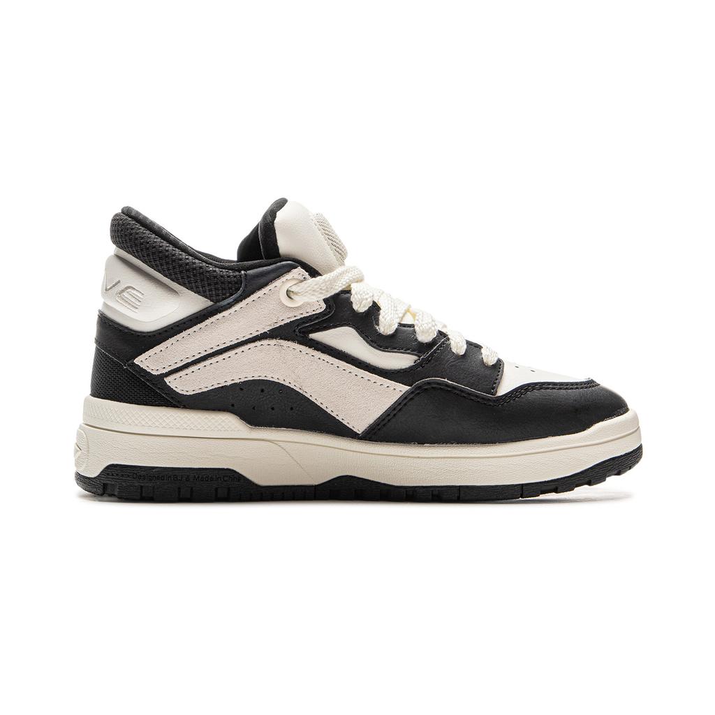 Li Ning Wave MID FLEECE Термозащитные Скользкие и Износостойкие Ботинки для Скейтборда Женские Черно-Белые AGCU160-2