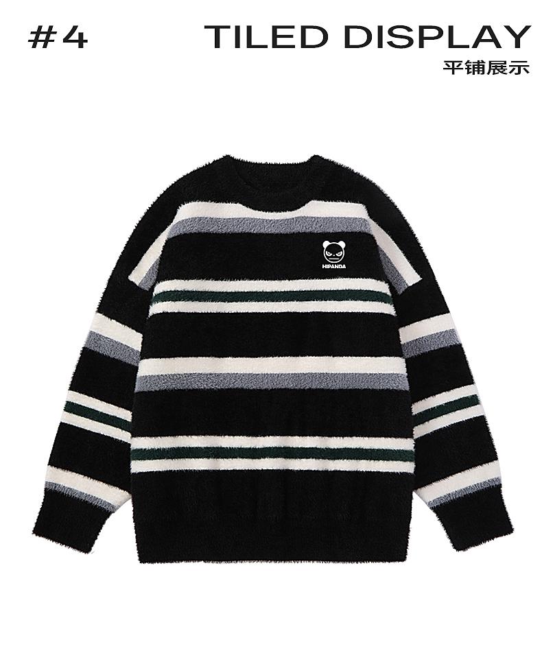Thick and warm color striped round neck sweater