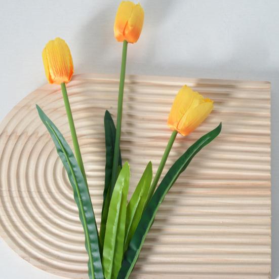 Искусственные Цветы 3-главный Шелковый Букет Тюльпанов с Гибким Железным Стеблем Искусственная Цветочная Композиция Свадебные Украшения Реквизит для Фотосъемки