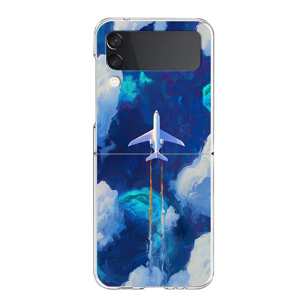 Чехол для телефона Samsung Galaxy Z Flip 6 5 4 Прозрачный для Samsung Z Flip 3 Жесткий корпус из поликарбоната Вдохновленный путешествиями Маршрут самолета