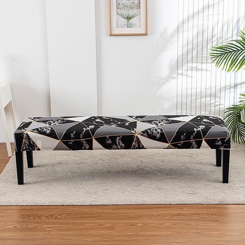 1 шт. Длинный чехол для табурета Нескользящий чехол для длинной скамьи Пылезащитный протектор для скамьи Чехол-накидка Цветочный принт Полная обертка Эластичный чехол-накидка