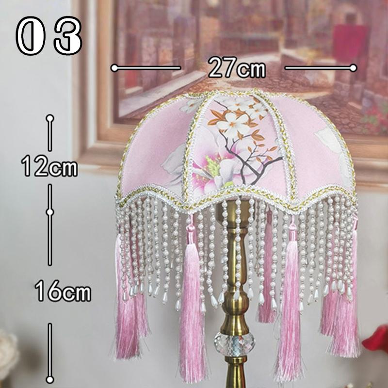 Retro Flannel Fabric Art Lampshade Luxury Pastoral E27 Bedroom Bedside Table Lamp Shade Hotel Home Decor Tassel Light Cover